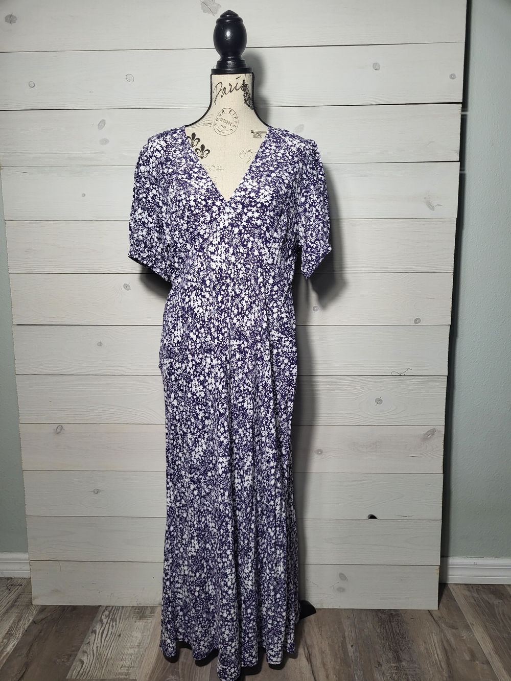 A New Day Maxi Dress Ditsy Floral V-Neck Whimsy Cottagecore.